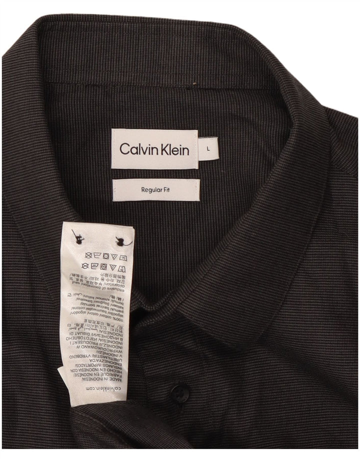 Calvin Klein Ανδρικό πουκάμισο κανονικής εφαρμογής, μεγάλο μαύρο βαμβακερό ρίγες