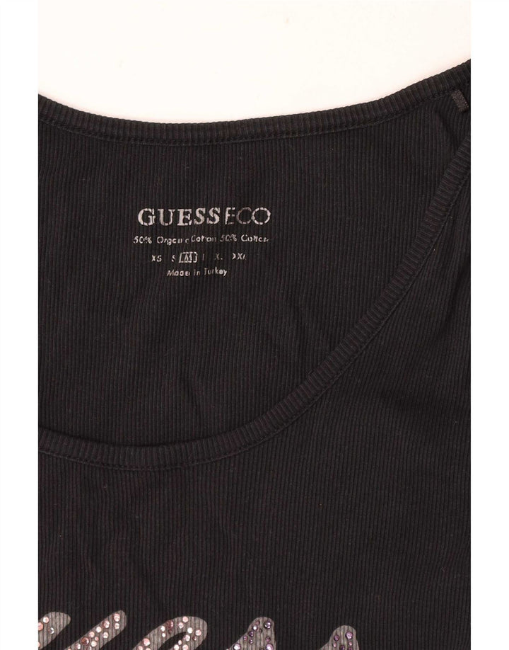 Γυναικείο γραφικό γιλέκο Guess UK 12 μεσαίο μαύρο βαμβακερό