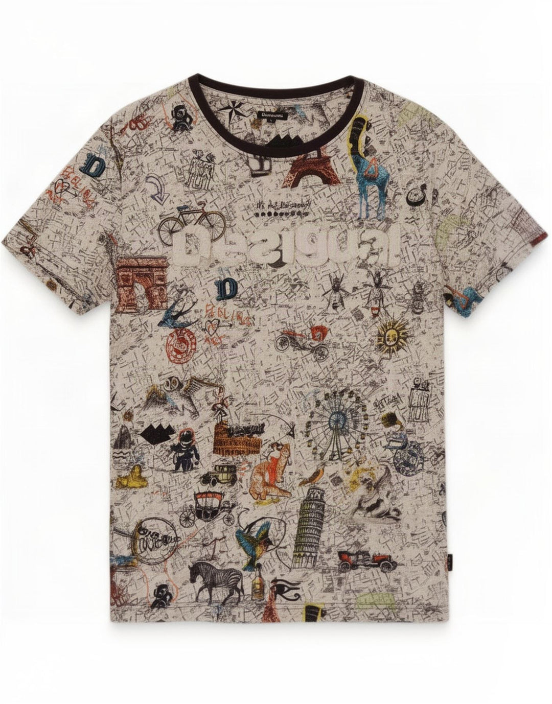 Ανδρικό γραφικό T-Shirt Desigual Top μεγάλο πολύχρωμο βαμβακερό