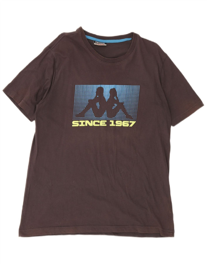 Ανδρικό γραφικό T-Shirt KAPPA Top μεγάλο καφέ βαμβακερό