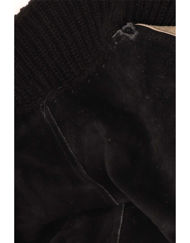 Vintage γυναικείο σουέντ μπουφάν UK 16 Large Black Colourblock