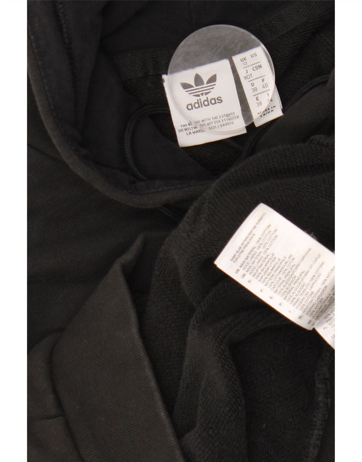 ADIDAS Γυναικεία γραφικά υπερμεγέθη κουκούλα UK 12 μεσαίο μαύρο βαμβακερό