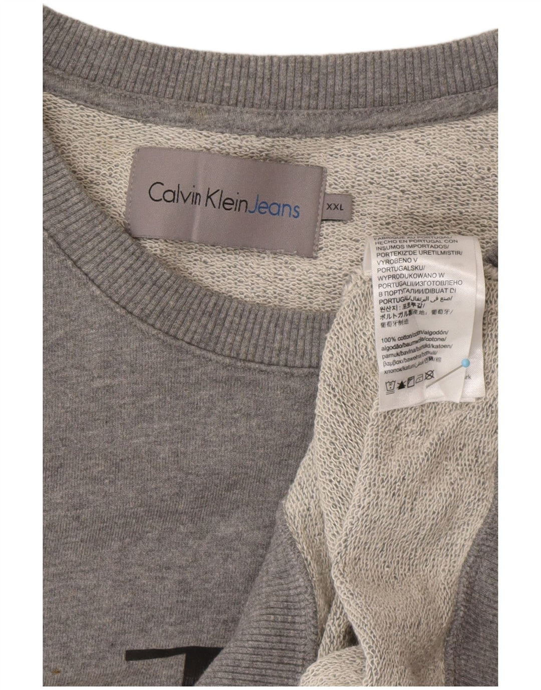 CALVIN KLEIN JEANS Ανδρικό γραφικό φούτερ Jumper 2XL Γκρι βαμβακερό