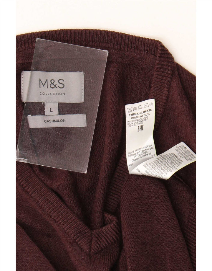 Marks & Spencer Ανδρικό πουλόβερ με λαιμόκοψη με λαιμόκοψη μεγάλο καφέ ακρυλικό