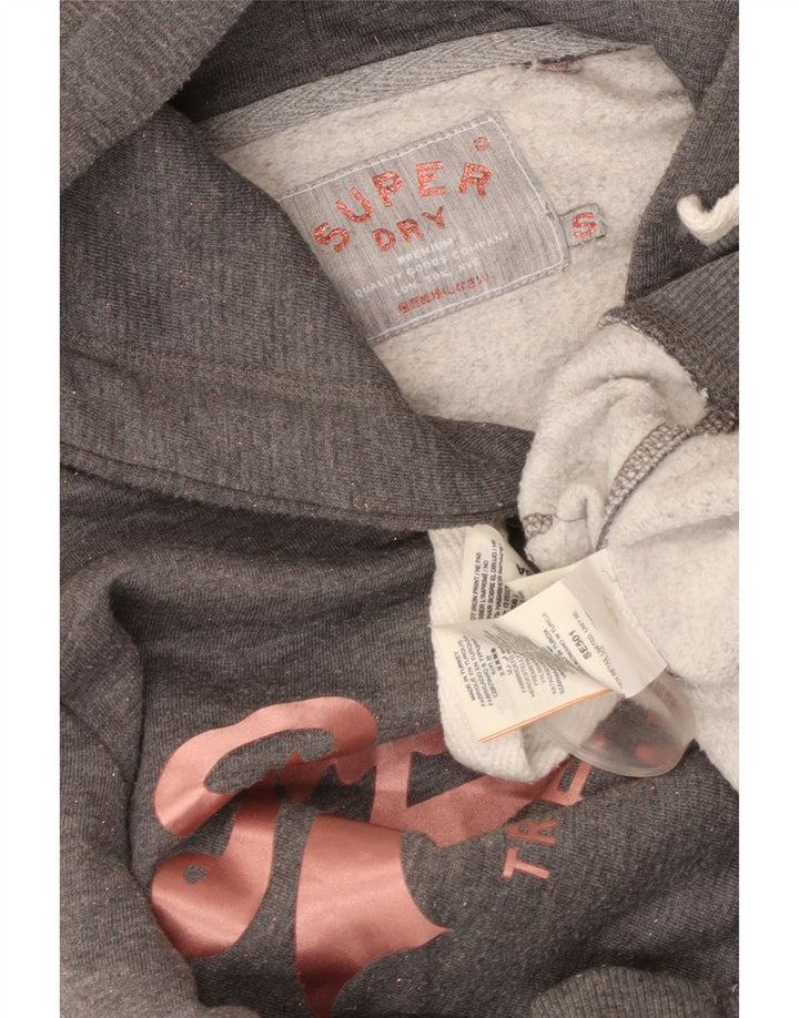 SUPERDRY Γυναικεία γραφικά μπλούζα με κουκούλα UK 10 Small Grey Polyester