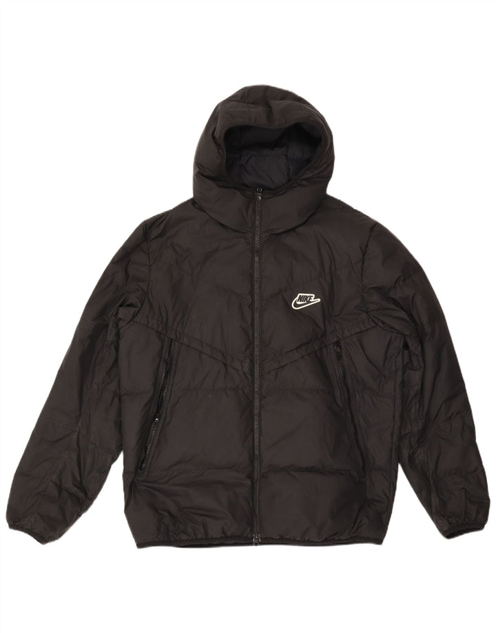Ανδρικό μπουφάν με κουκούλα Nike UK 40 μεγάλο μαύρο πολυεστέρα