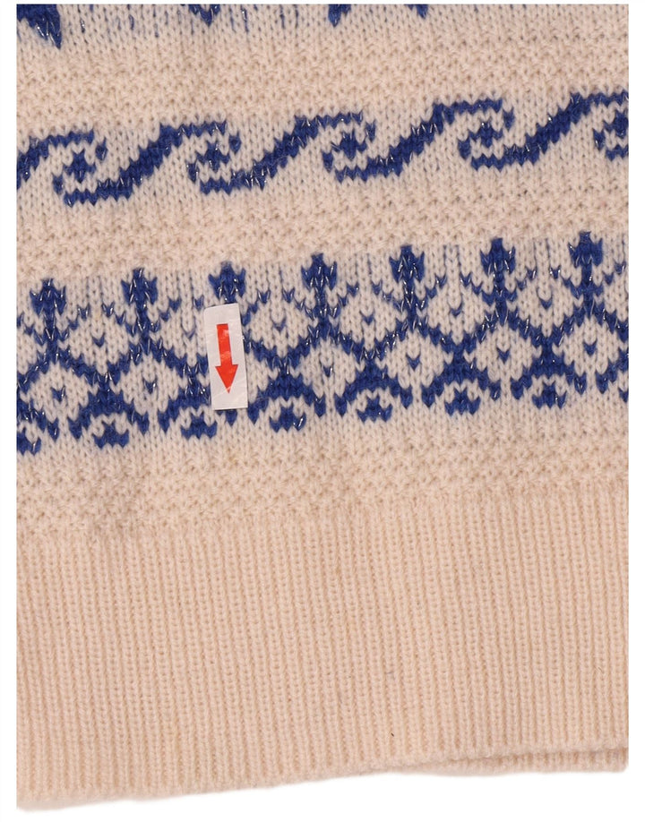 Monsoon γυναικείο πουλόβερ με λαιμό χελώνα UK 12 Medium White Fair Isle