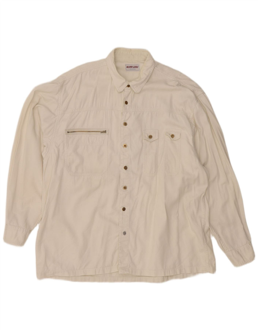 Ανδρικό τζιν πουκάμισο Berto Lucci XL Λευκό βαμβακερό