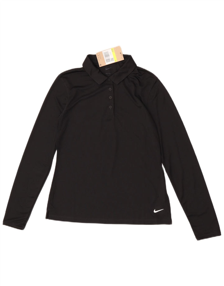 Nike Γυναικείο Dri Fit μακρυμάνικο μπλουζάκι πόλο μικρού μαύρου πολυεστέρα