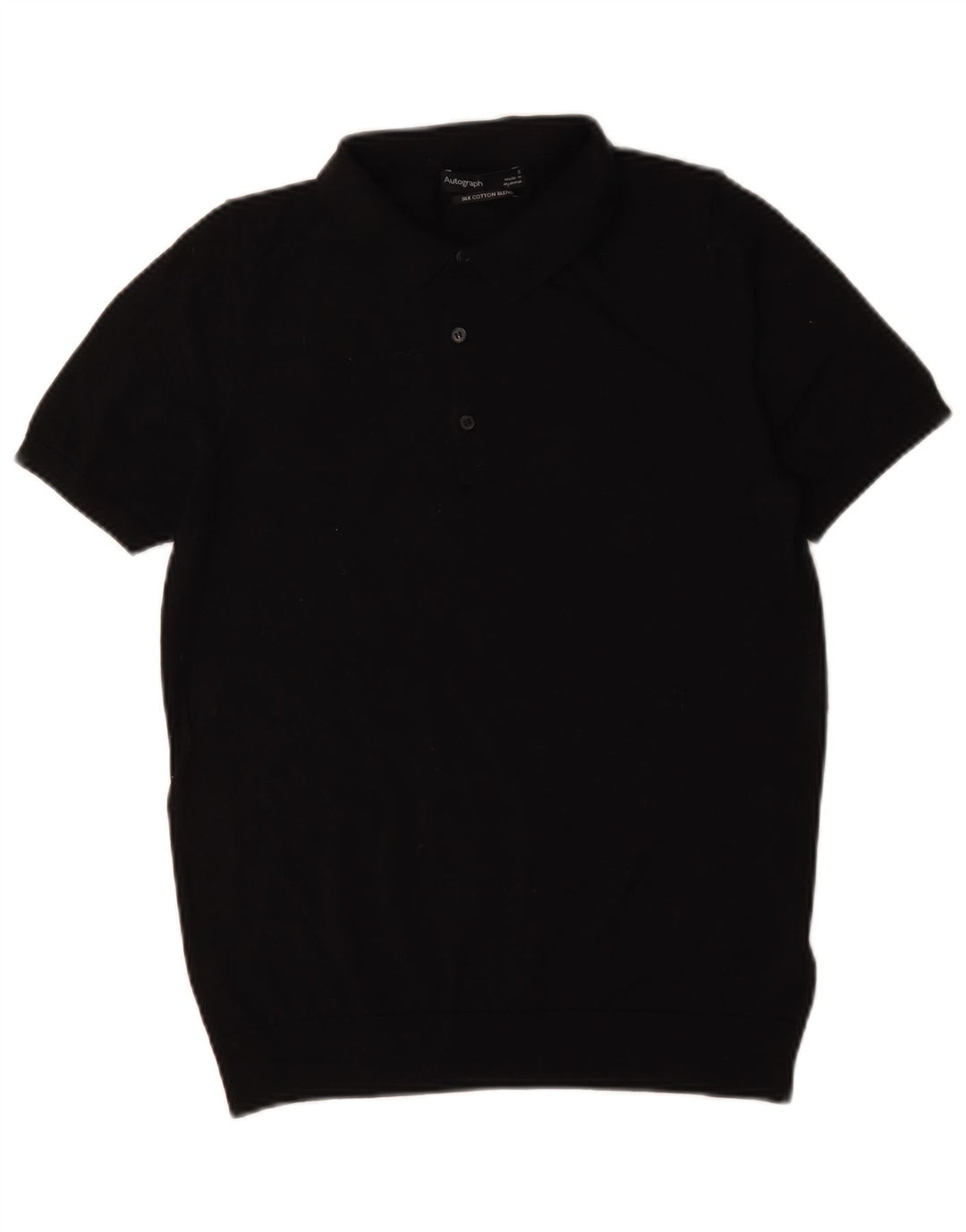 Marks & Spencer Ανδρικό πουκάμισο Polo Autograph Μικρό μαύρο βαμβακερό