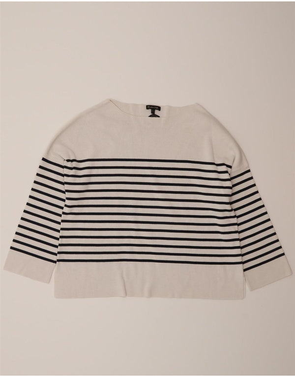 Massimo Dutti Γυναικεία υπερμεγέθη μανίκια 3/4 UK 10 μικρά λευκά ριγέ