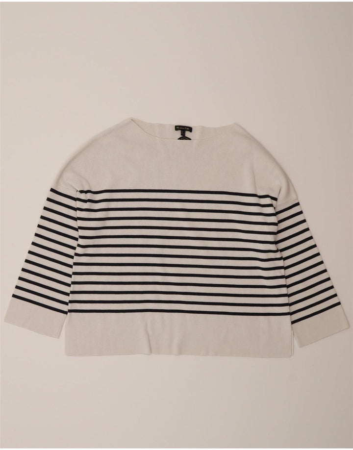 Massimo Dutti Γυναικεία υπερμεγέθη μανίκια 3/4 UK 10 μικρά λευκά ριγέ