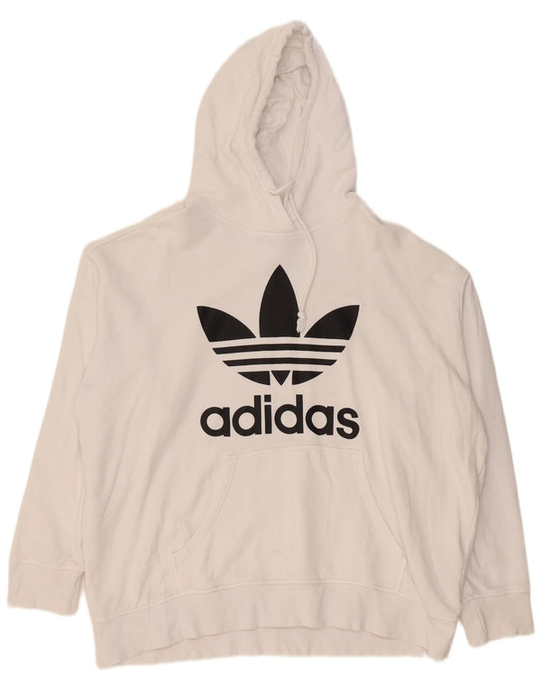 Adidas Womens Graphic Graphic Hoodie Jumper UK 28/30 3XL White Cotton