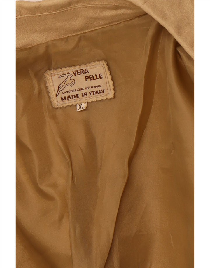 VINTAGE Γυναικείο Δερμάτινο Μπουφάν UK 18 XL Μπεζ Δερμάτινο