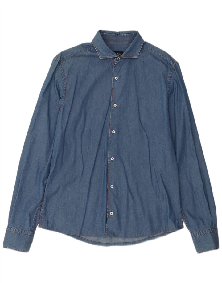 MASSIMO DUTTI Ανδρικό τζιν πουκάμισο μεσαίο μπλε