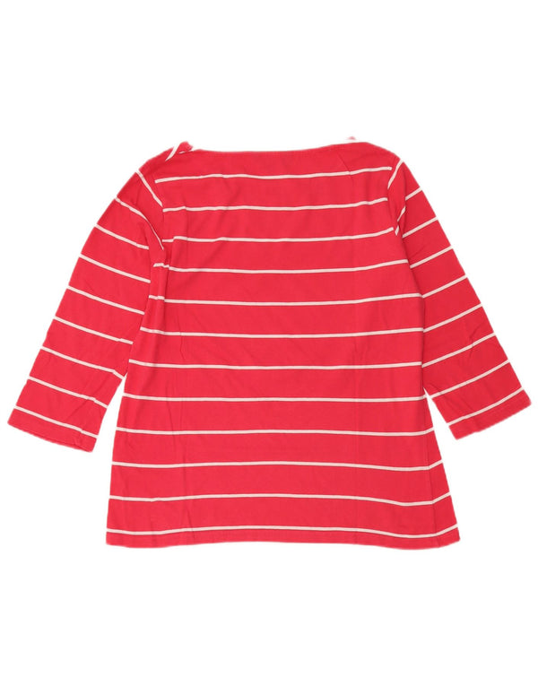 Crew Clothing Γυναικεία μπλούζα 3/4 μανίκια UK 14 μεσαίο κόκκινο βαμβακερό ριγέ