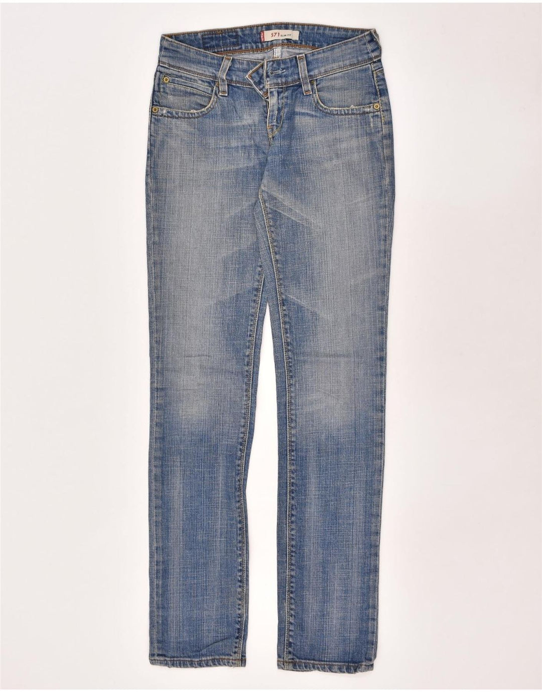 LEVI'S Womens 571 Slim Jeans W27 L34 Blue Cotton | Vintage Levi's | Thrift | Second-Hand Levi's | Used Clothing | Messina Hembry 
