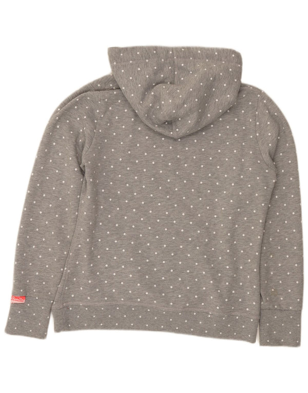 Superdry Γυναικείο γραφικό μπλουζάκι με κουκούλα UK 18 XL Γκρι βαμβακερό πουά
