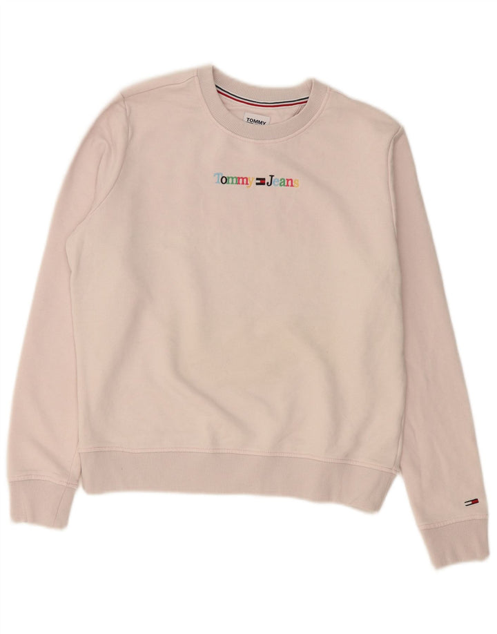 Tommy Hilfiger Γυναικείο γραφικό υπερμεγέθη φούτερ Jumper UK 10 Small Pink