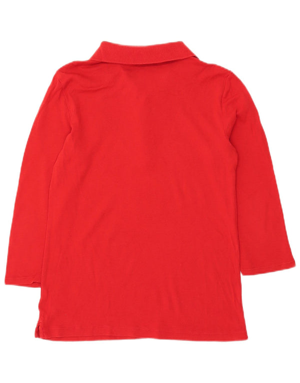 Ralph Lauren γυναικείο μπλουζάκι πόλο με 3/4 μανίκια UK 12 μεσαίο κόκκινο βαμβακερό