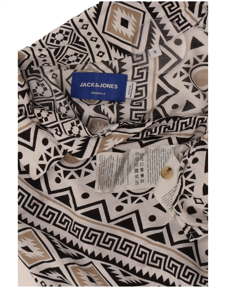 Jack & Jones Ανδρικό κοντομάνικο πουκάμισο Μικρό λευκό γεωμετρικό βισκόζη
