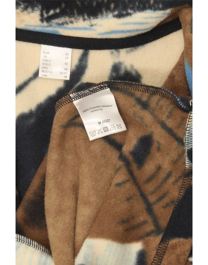 Vintage γυναικείο αφηρημένο τζάκετ Fleece UK 24 4XL Brown Colourblock
