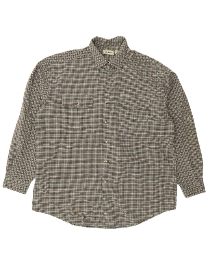 Ανδρικό φανελένιο πουκάμισο L.L.Bean XL Green Check Polyester