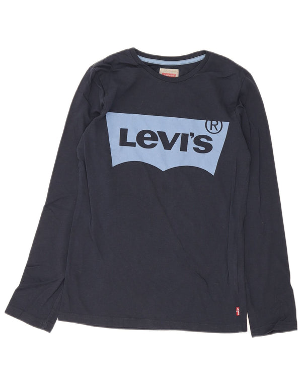 Levi's Boys κανονικό γραφικό μπλουζάκι μακρυμάνικο 13-14 ετών Navy blue βαμβακερό