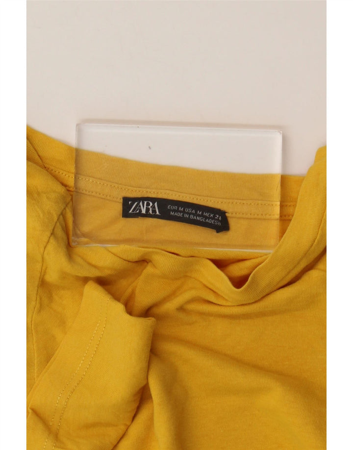 Zara Γυναικεία Μπλούζα Crop Top UK 14 Medium Yellow