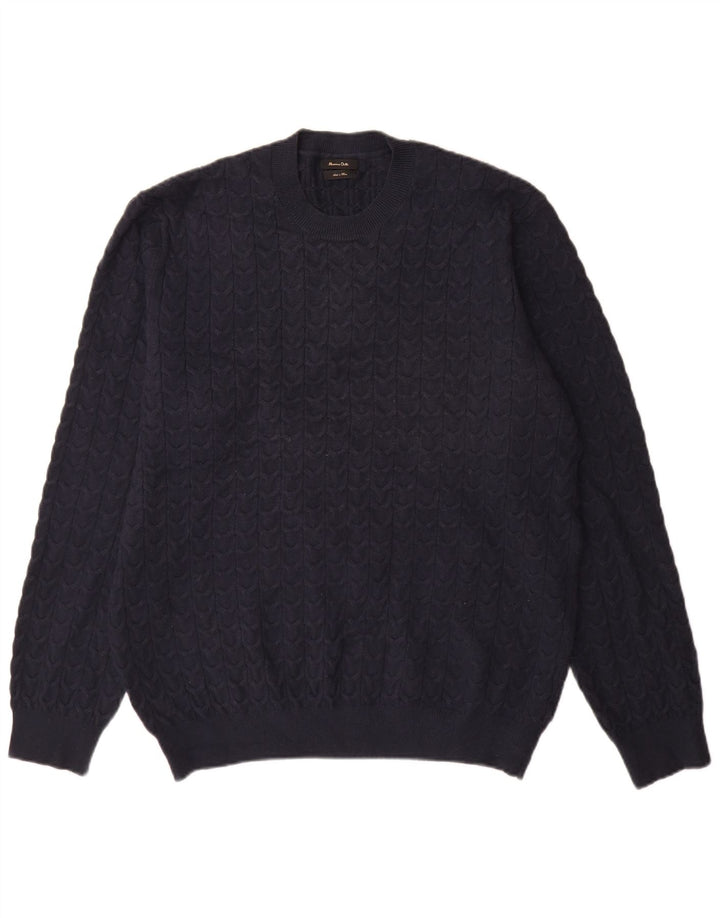 Ανδρικό πουλόβερ Massimo Dutti Crew Neck Jumper XL Navy Blue Viscose