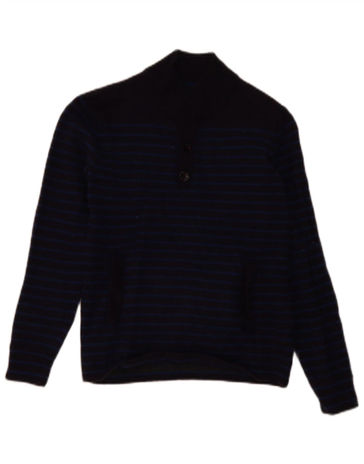 Reiss γυναικείο πουλόβερ με λαιμό κουμπιά UK 12 Medium Navy Blue ριγέ