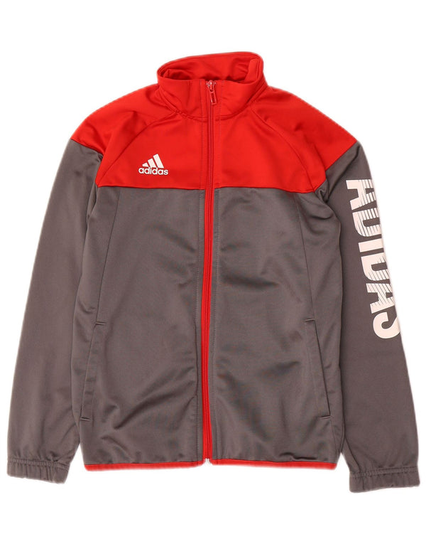 Γραφική αθλητική φόρμα ADIDAS Boys Top Jacket 9-10 Years Grey Colourblock