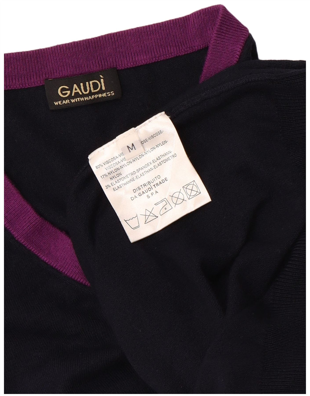 GAUDI Γυναικείο πουλόβερ με λαιμόκοψη UK 14 Medium Navy Blue Colourblock