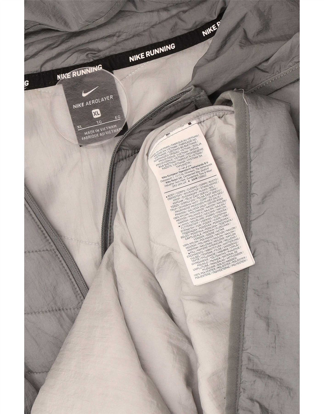 Ανδρικό μπουφάν με κουκούλα Nike UK 42 XL γκρι νάιλον