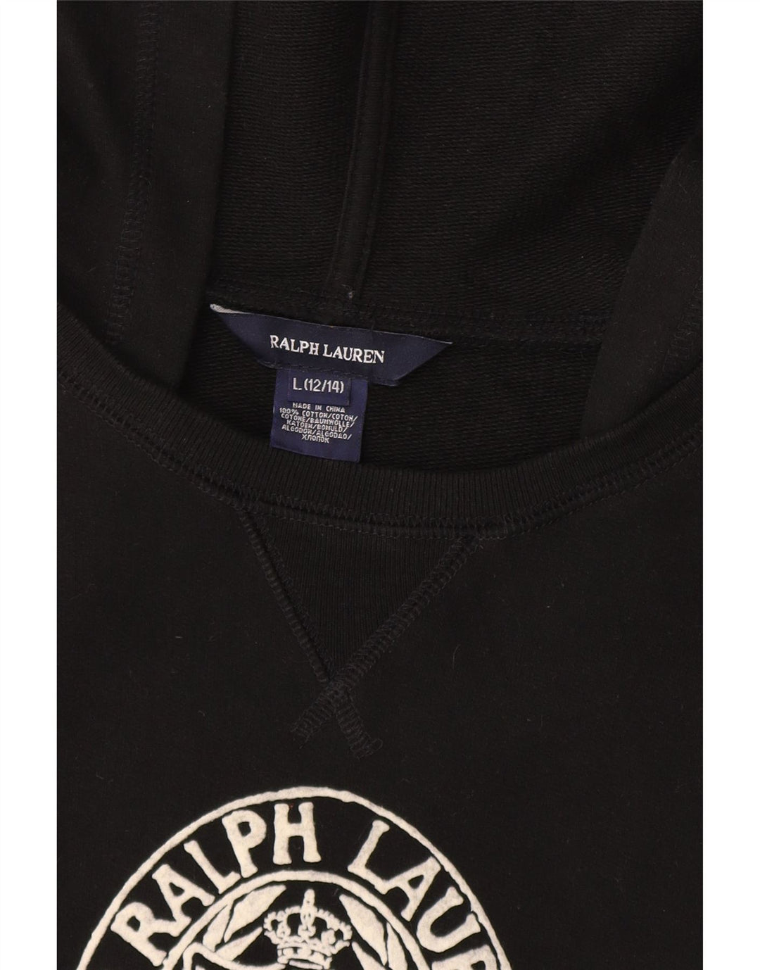 Ralph Lauren Girls Graphic Drop Waist φόρεμα 12-13 ετών Μεγάλο μαύρο βαμβακερό