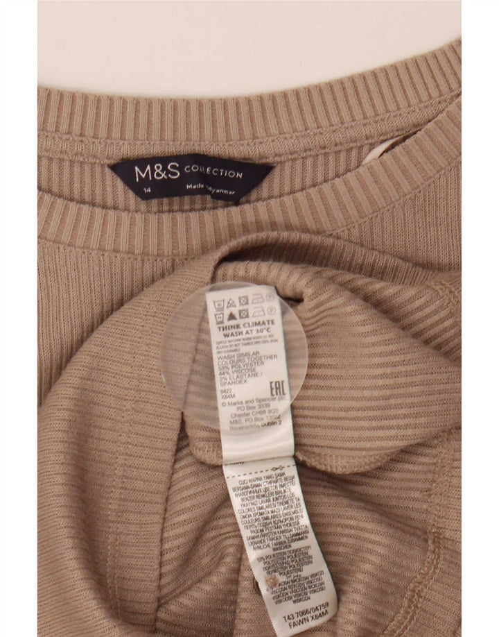 Marks & Spencer Γυναικείο τοπ μακρυμάνικο UK 14 Medium Beige Πολυεστέρας