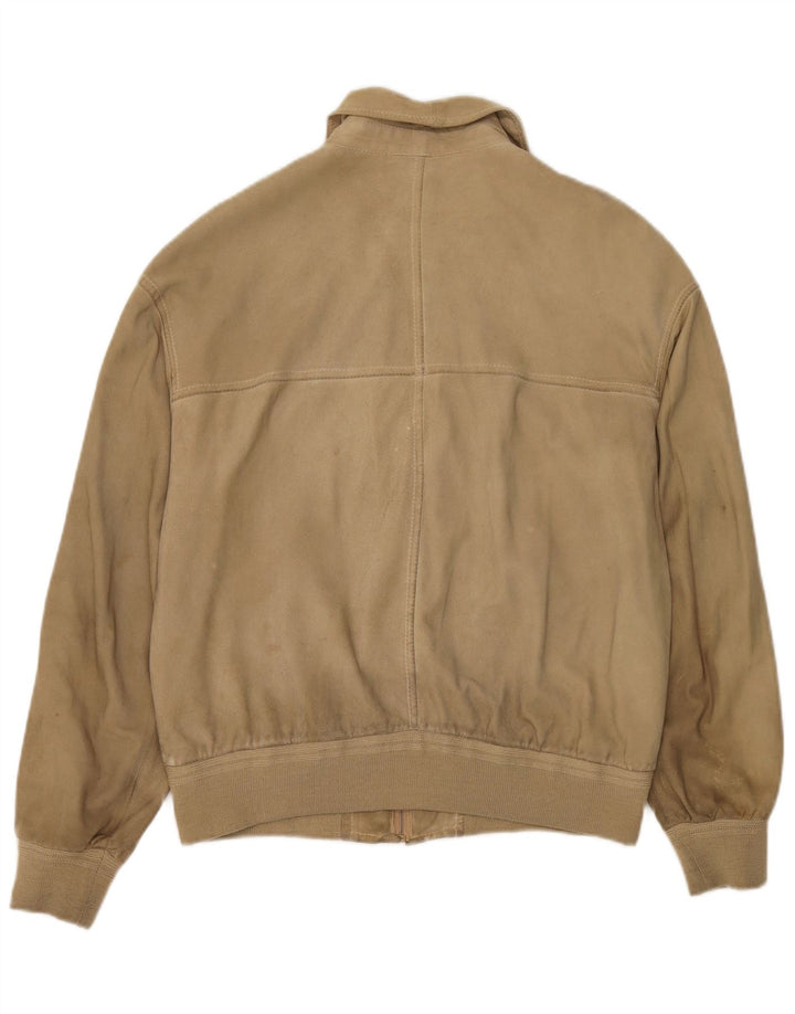 Vintage Ανδρικό Suede Bomber Jacket UK 38 Medium Beige