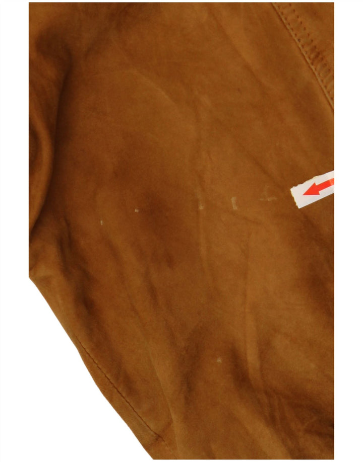 FABIO D Ανδρικό Suede Bomber Jacket UK 40 Large Beige Leather