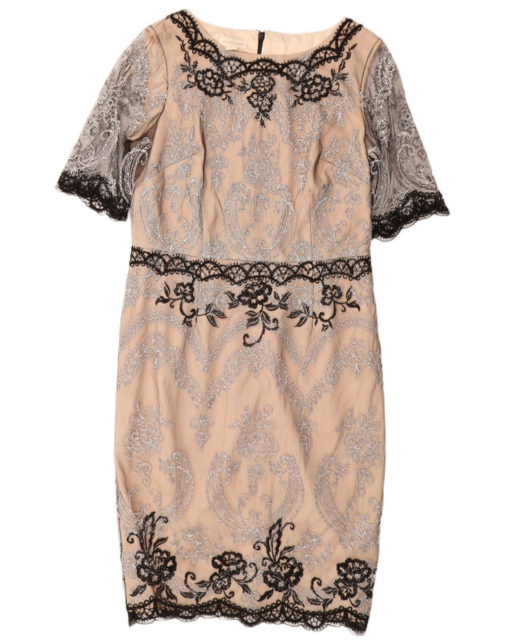 Γυναικείο φόρεμα με δαντέλα MONSOON UK 14 Large Beige Paisley Nylon