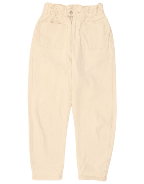 Γυναικεία Zara τζιν με ψηλόμεσο κωνικό EU 36 XS W26 L25 Beige βαμβακερό