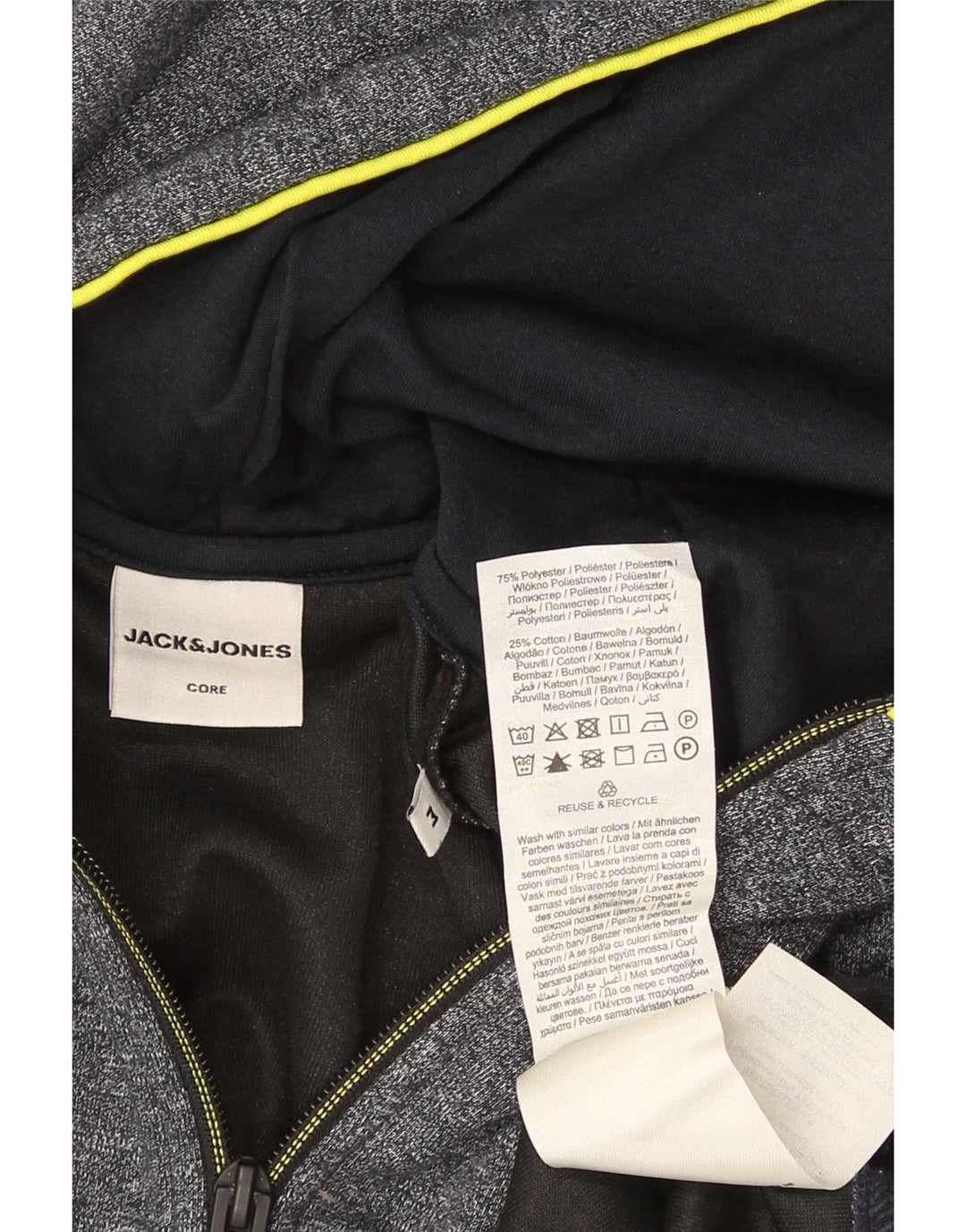 Ανδρικό πουλόβερ με κουκούλα με φερμουάρ Jack & Jones, βαμβακερό μεσαίο γκρι