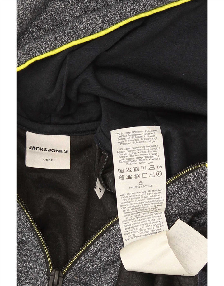 Ανδρικό πουλόβερ με κουκούλα με φερμουάρ Jack & Jones, βαμβακερό μεσαίο γκρι