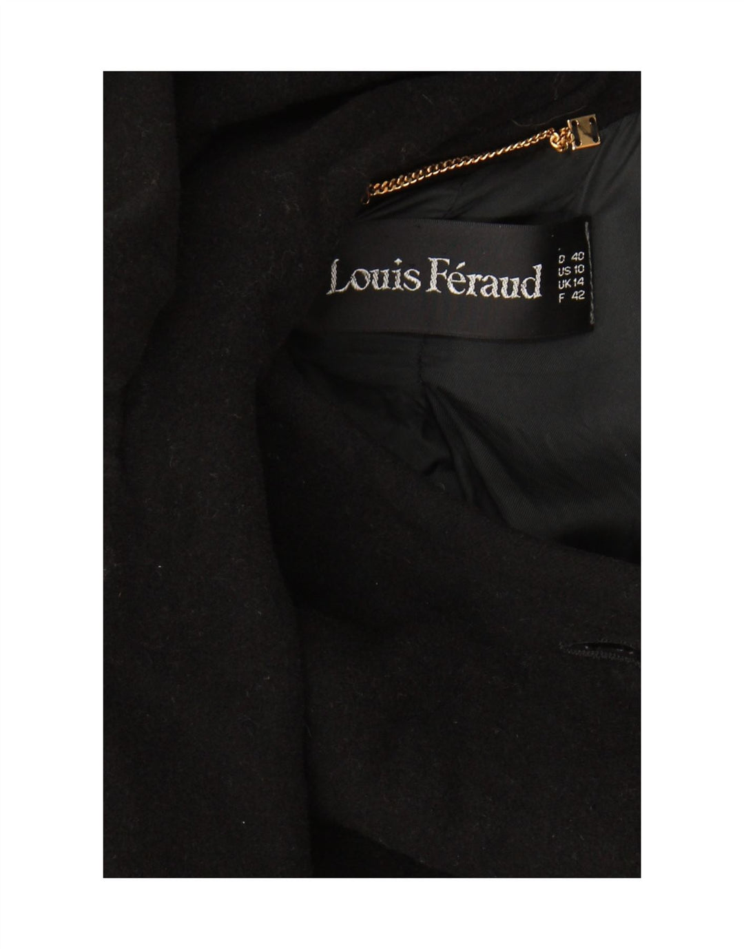 Louis Feraud Γυναικείο Πανωφόρι UK 14 Large Black Virgin Wool Classic