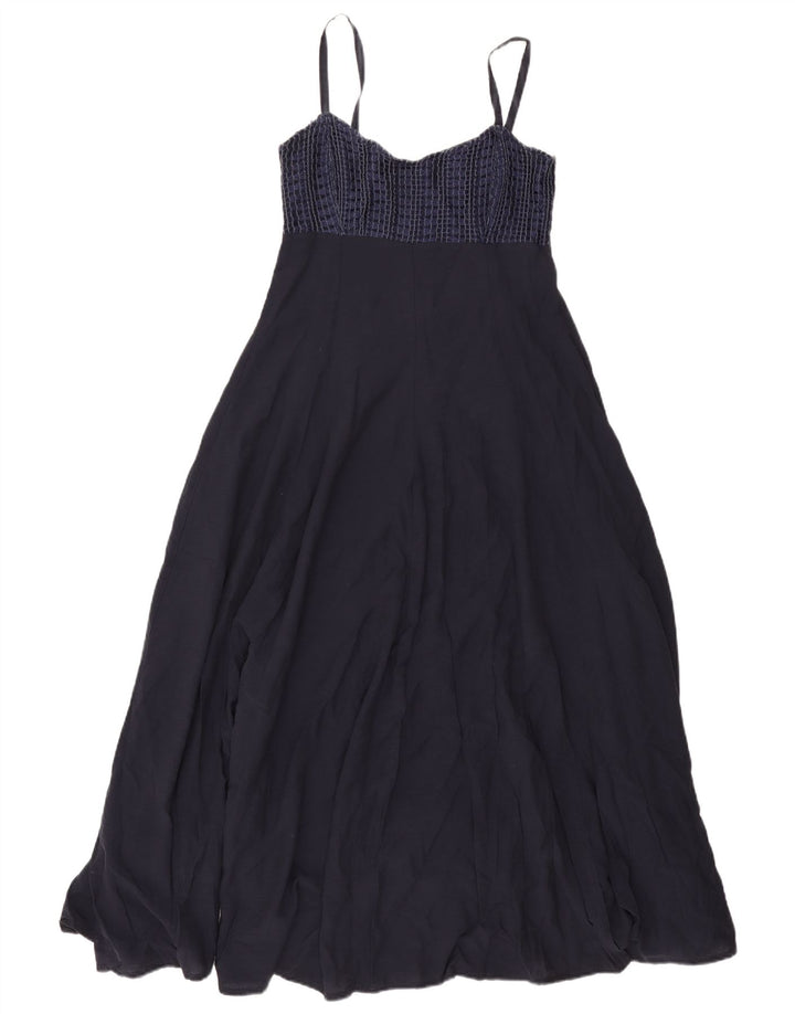 Vintage Γυναικείο Maxi Sundress UK 12 Medium Navy Blue Viscose