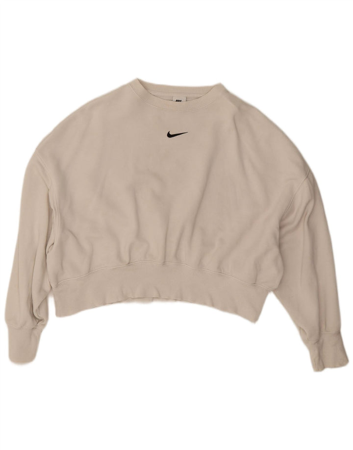 Γυναικείο φούτερ Nike Crop Oversized Jumper UK 14 Βαμβακερό μεσαίο ανοιχτό λευκό