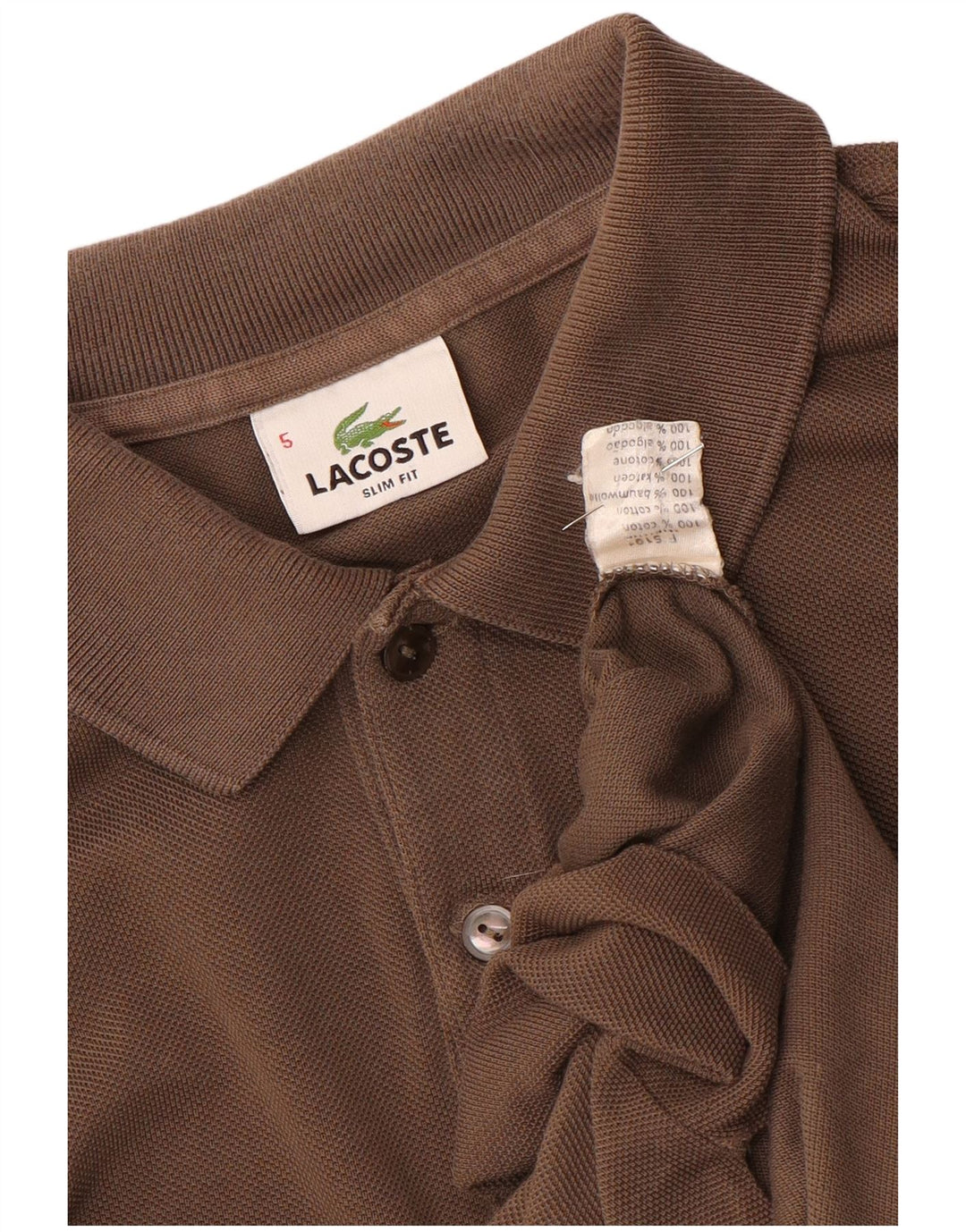Lacoste Ανδρικό πουκάμισο Polo Slim Fit Μέγεθος 5 Μεγάλο καφέ βαμβακερό