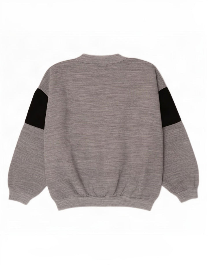 Vintage γυναικείο γραφικό φούτερ Jumper UK 14 Medium Grey Colourblock