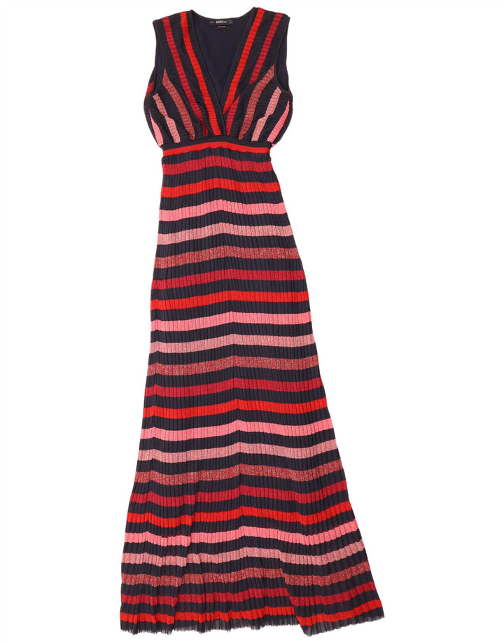 Zara Γυναικείο Αμάνικο Maxi Φόρεμα UK 12 Medium Πολύχρωμο ριγέ