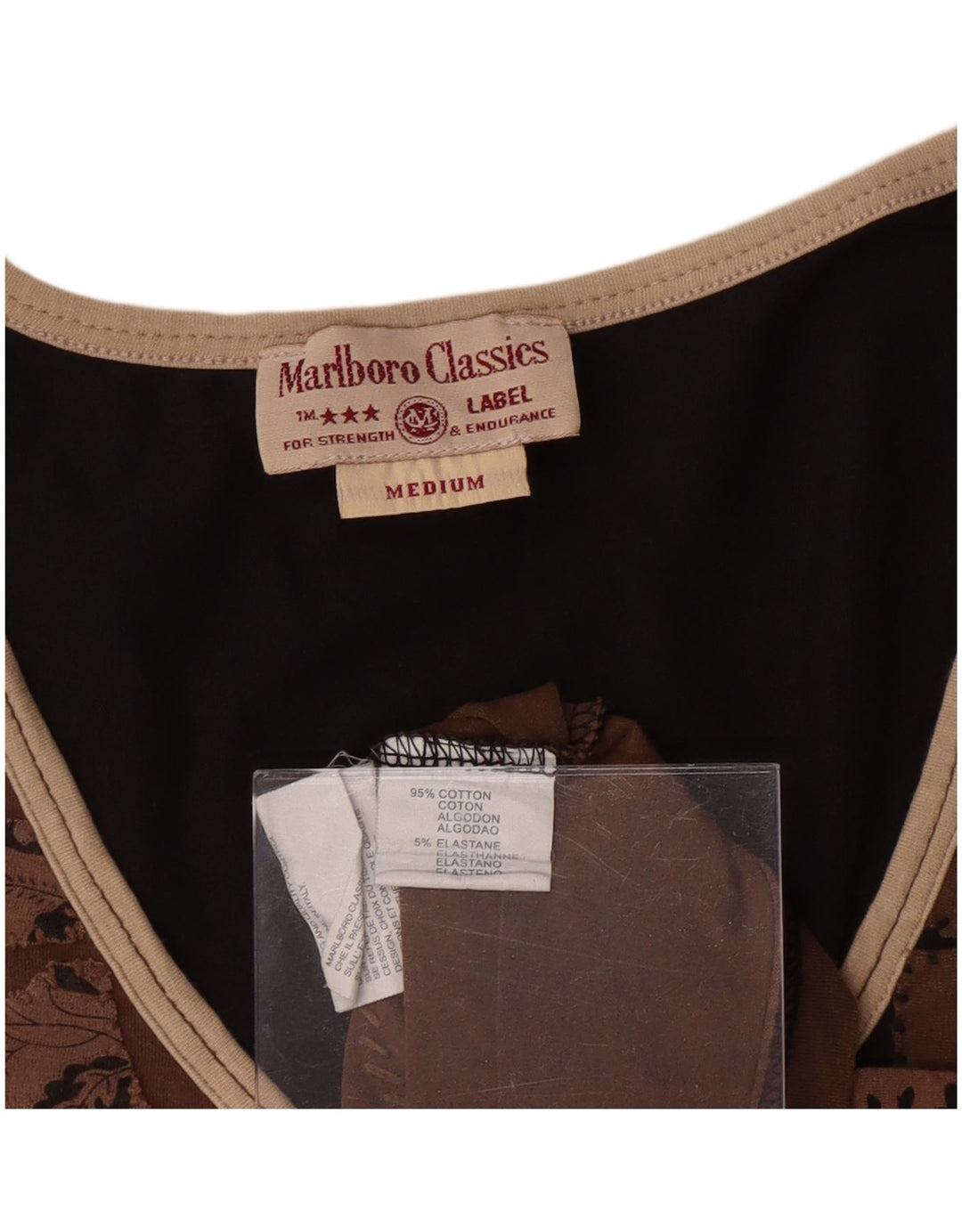 MARLBORO CLASSICS Γυναικείο T-Shirt UK 12 μεσαίο καφέ Paisley βαμβακερό