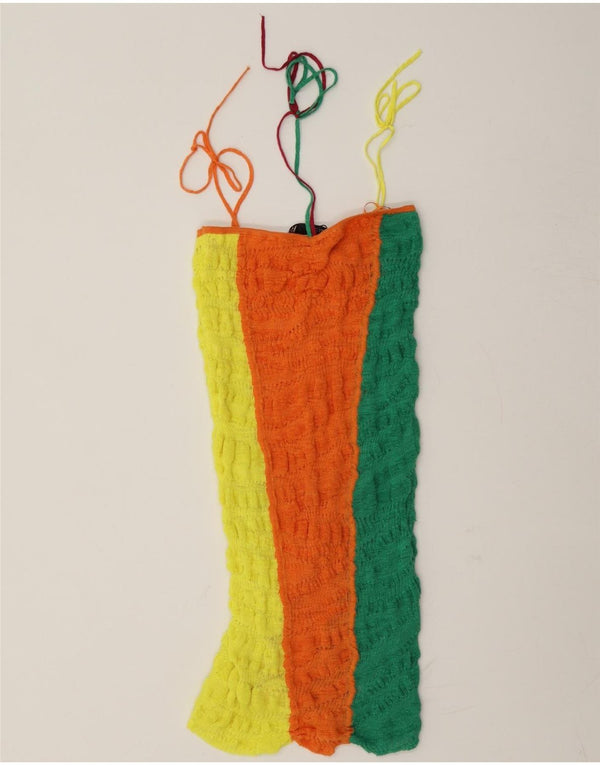 Zara Γυναικείο πλεκτό Sundress UK 10 Small πολύχρωμο Colourblock Λευκό